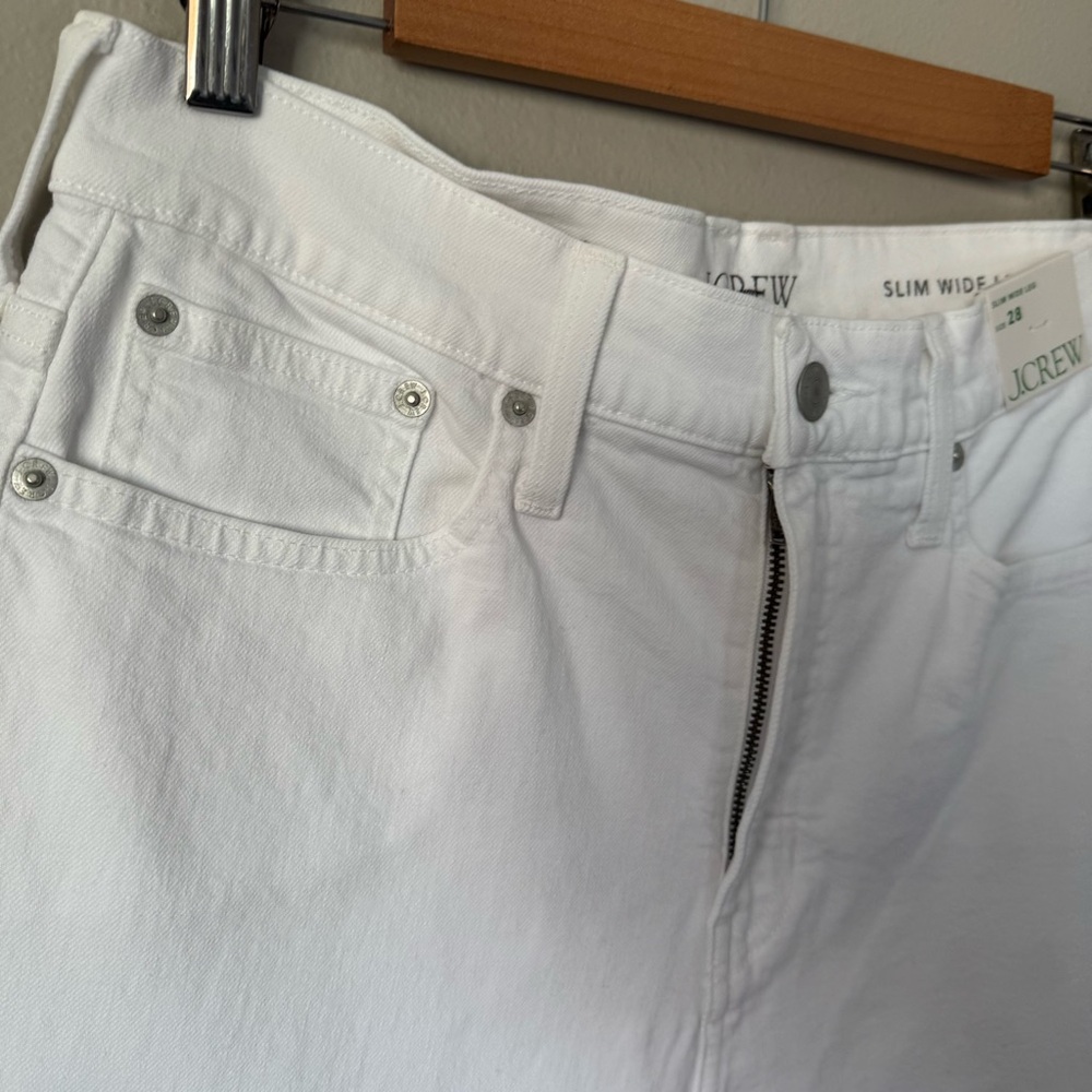 J. Crew Slim Wide Leg Jean in White Ankle length - Picture 7 of 13
